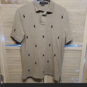 POLO Ralph Lauren Short Sleeve Botton Collard Dress Shirt Grey/Navy Mens SIZE  S